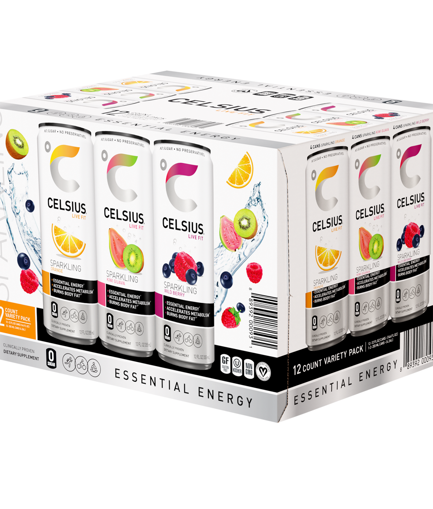 slide 1 of 1, CELSIUS Energy Drink, Assorted, Sparkling, Variety Pack, 12 ct; 12 fl oz