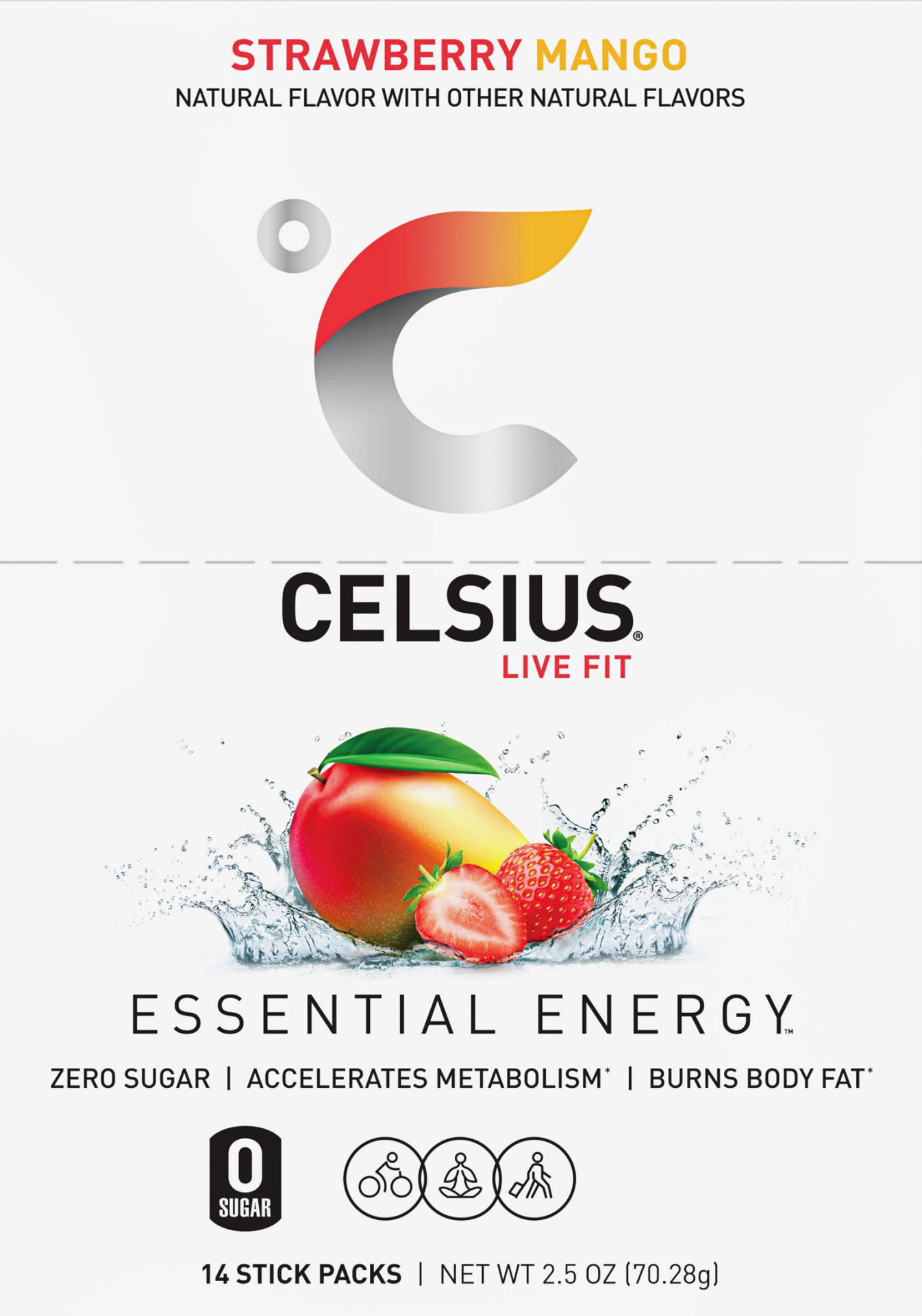 slide 1 of 2, CELSIUS Live Fit Strawberry Mango Energy Drink 14 ea, 14 ct