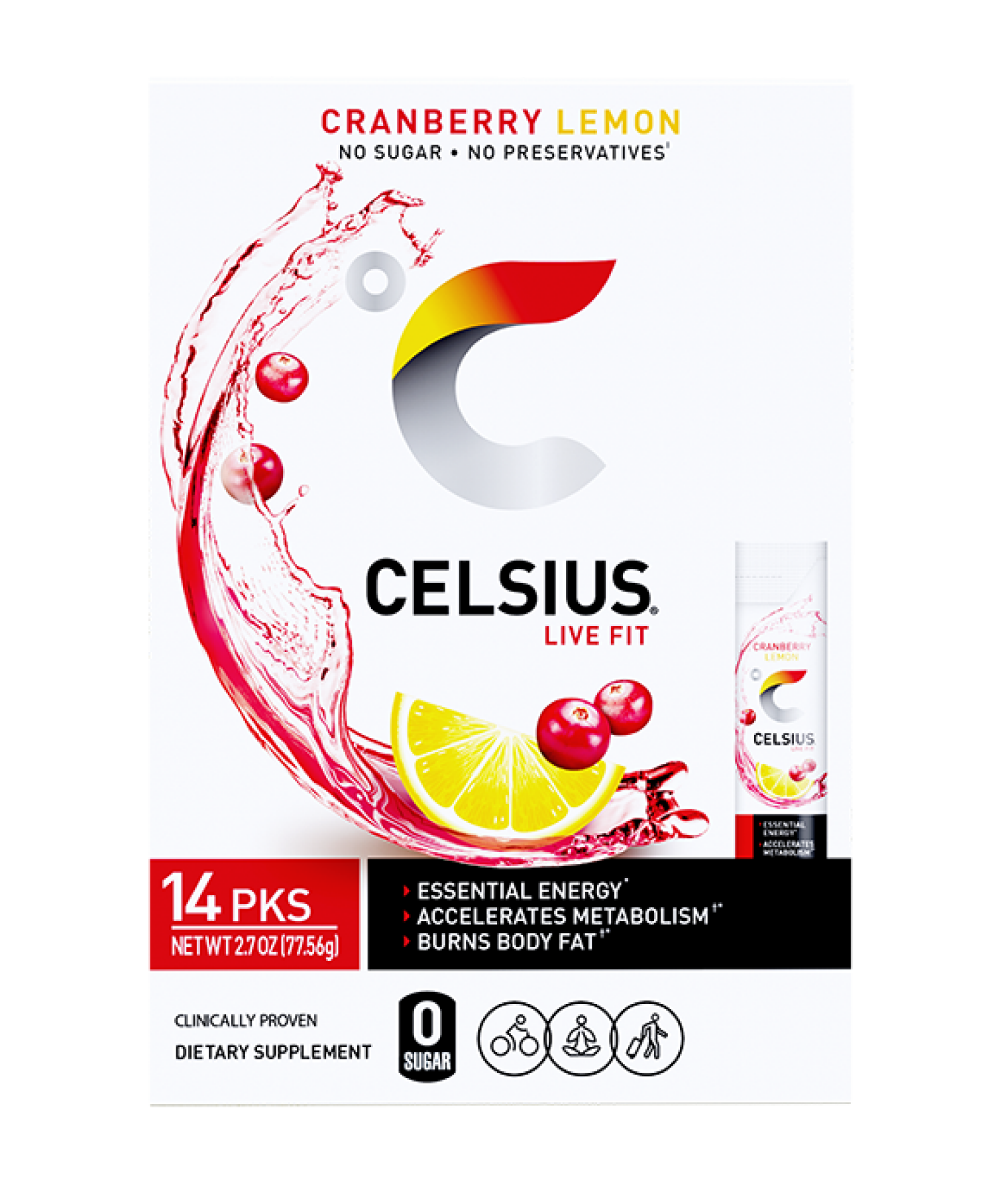 slide 1 of 2, Celsius Otg Power Stick Packets Cranberry Lemon - 14 ct, 14 ct; 2.7 oz