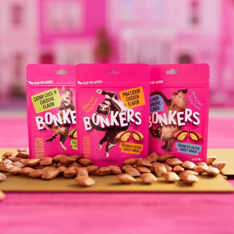 slide 10 of 12, Bonkers Adult Crunchy and Soft Cat Treats Chicken, Cheese & Catnip Flavor - 3oz, 3 oz