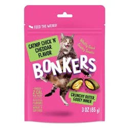Bonkers Adult Crunchy and Soft Cat Treats Chicken, Cheese & Catnip Flavor - 3oz