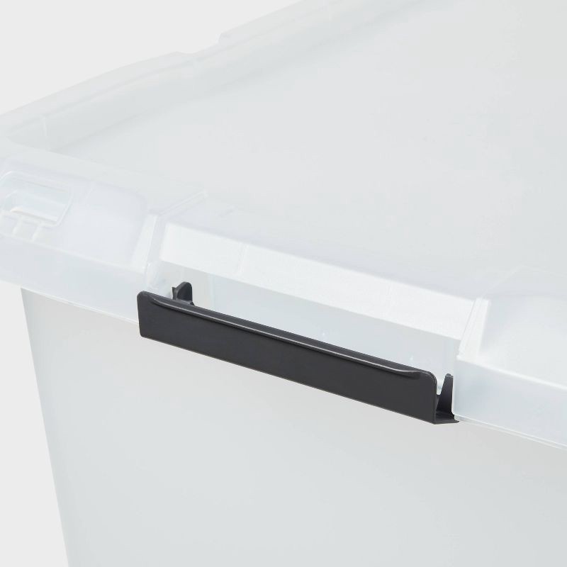 slide 3 of 5, Large Frosted Latching Storage Box - Brightroom™: Stackable Clear Tote, 76L Capacity, Polypropylene, Universal Storage, 76 liter