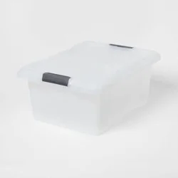 Medium Frosted Latching Storage Box - Brightroom™: Stackable Polypropylene Tote with Lid, 48L Capacity