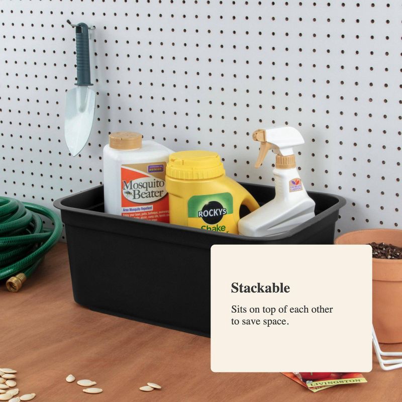 slide 4 of 11, Folio Heavy Duty Storage Bin - Brightroom™: Black Plastic, Stackable, Portable, Universal Storage, 18.6 Volume Capacity, 1 ct