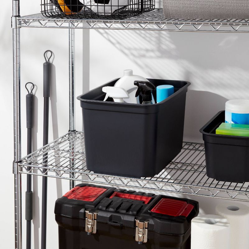 slide 2 of 8, 26.2qt Heavy Duty Storage Bin - Brightroom™: Black Plastic, Stackable & Portable, Universal Storage Solution, 26.2 qt