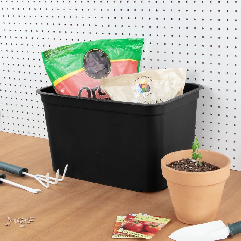 slide 3 of 8, 26.2qt Heavy Duty Storage Bin - Brightroom™: Black Plastic, Stackable & Portable, Universal Storage Solution, 26.2 qt