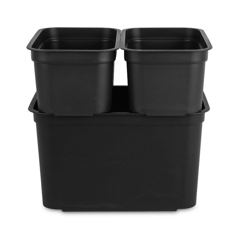 slide 6 of 8, 26.2qt Heavy Duty Storage Bin - Brightroom™: Black Plastic, Stackable & Portable, Universal Storage Solution, 26.2 qt