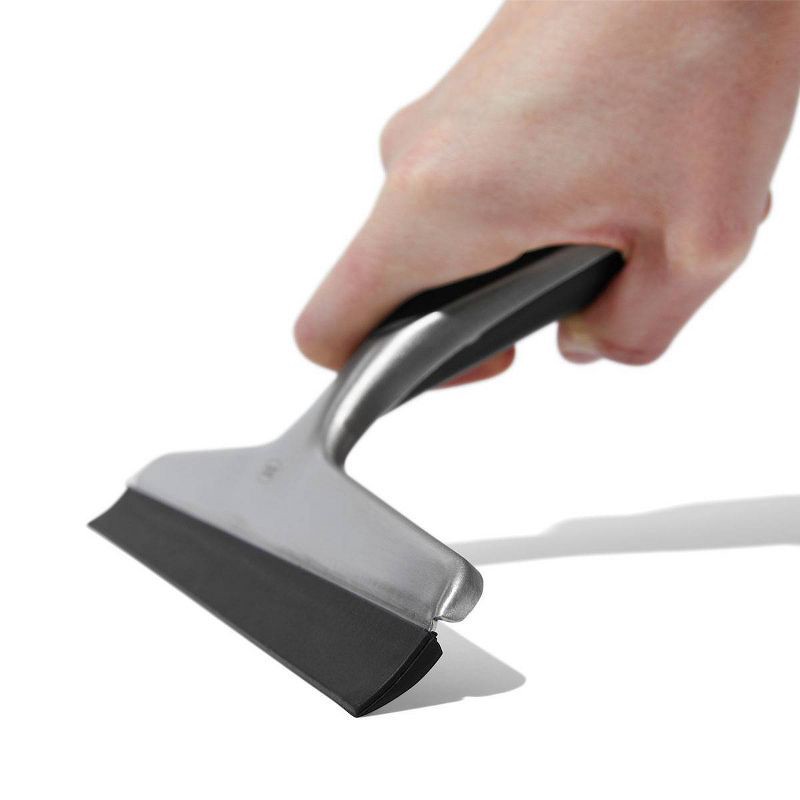 slide 2 of 4, OXO Stainless Steel Squeegee: Durable Bathroom & Window Cleaning Tool with Hook, 6-inch Height, 1 ct