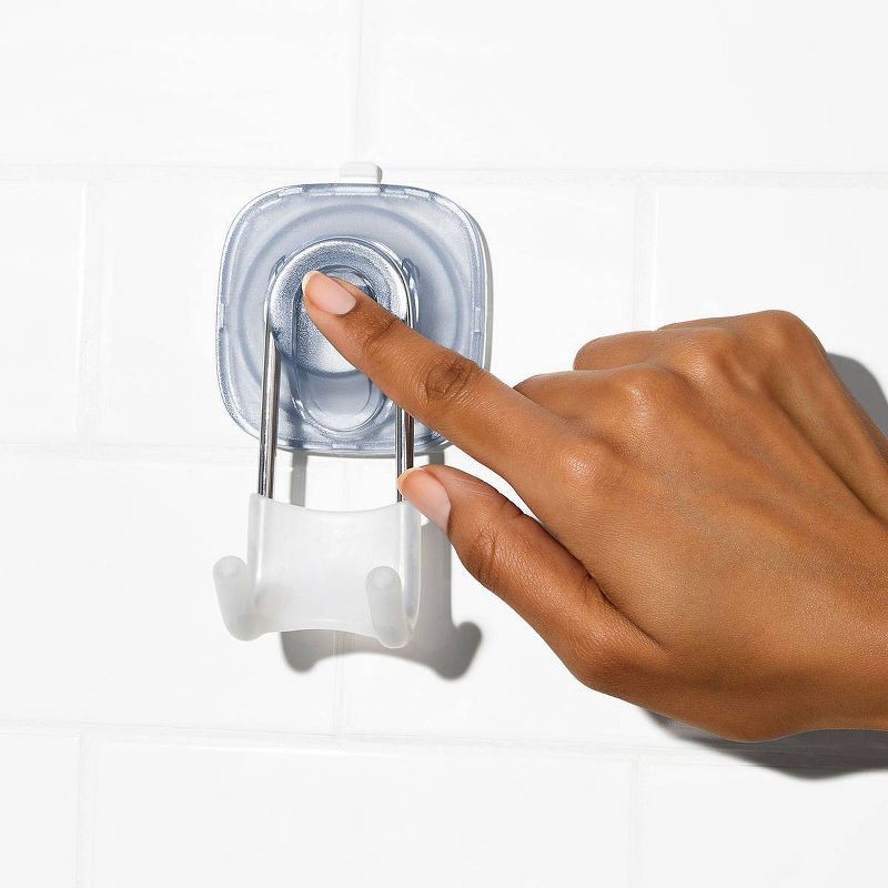 slide 7 of 9, OXO Stronghold Suction Hook: Stainless Steel & Silicone, Bathroom Organizer, Holds Firmly, 1 ct