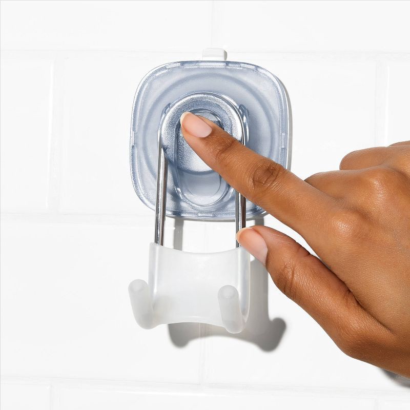 slide 8 of 9, OXO Stronghold Suction Hook: Stainless Steel & Silicone, Bathroom Organizer, Holds Firmly, 1 ct