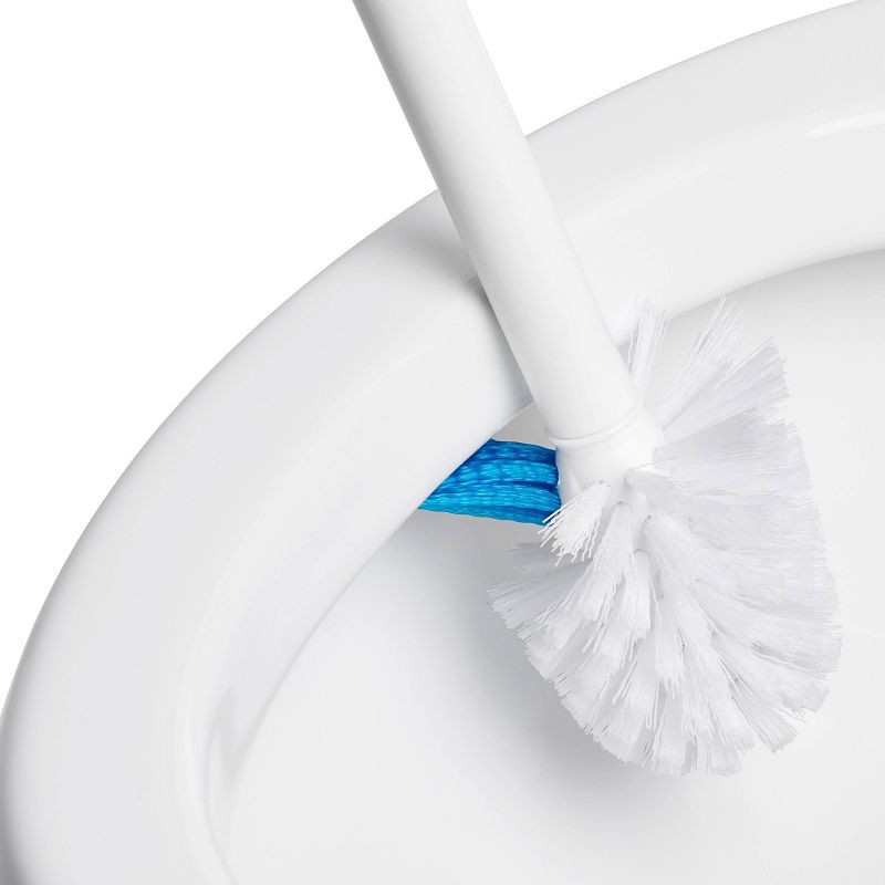 slide 2 of 7, OXO Toilet Brush with Rim Cleaner and Canister: Durable Plastic, Bathroom Cleaning Accessory, 1 ct