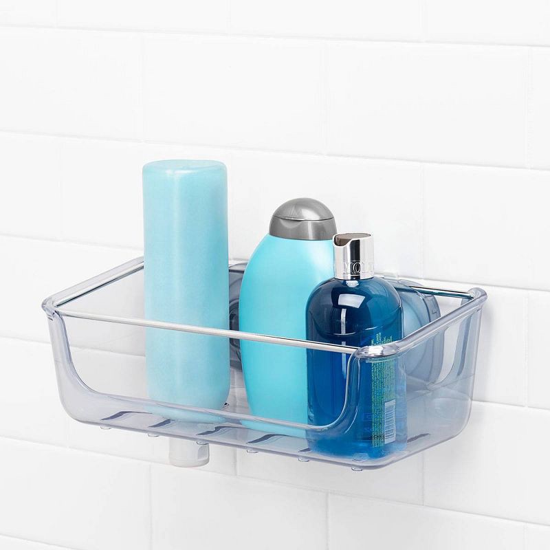 slide 2 of 8, OXO Stronghold Suction Large Basket: Stainless Steel & Plastic Shower Organizer with Suction Grip, 1 ct