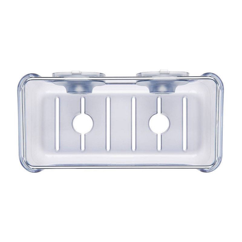 slide 3 of 8, OXO Stronghold Suction Large Basket: Stainless Steel & Plastic Shower Organizer with Suction Grip, 1 ct