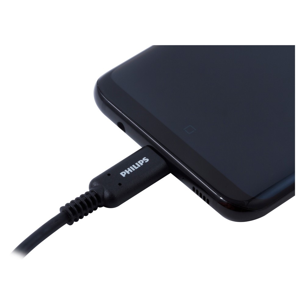 slide 5 of 5, Philips 6' Cable, USB-C to USB-C 60W Charge - Black, 6 ft