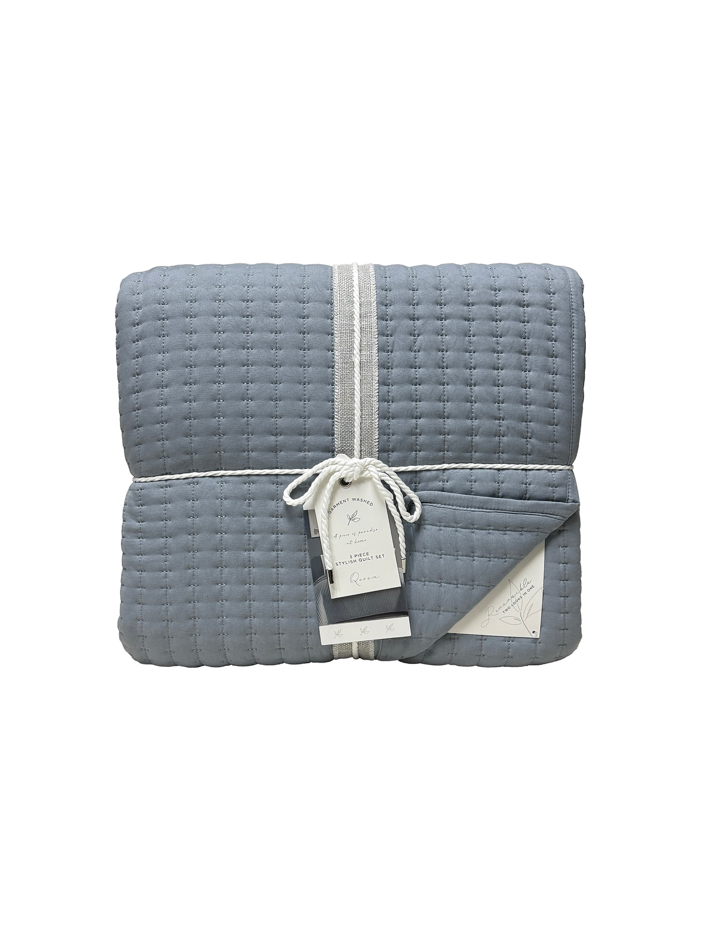 slide 1 of 4, EDEN HOME 3PC Washed Quilt Set Queen, 3 ct