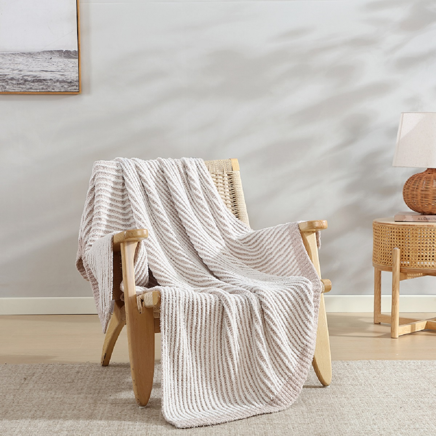 slide 3 of 5, Eden Home Shey Feather Knit Throw, 50x70, 1 ct
