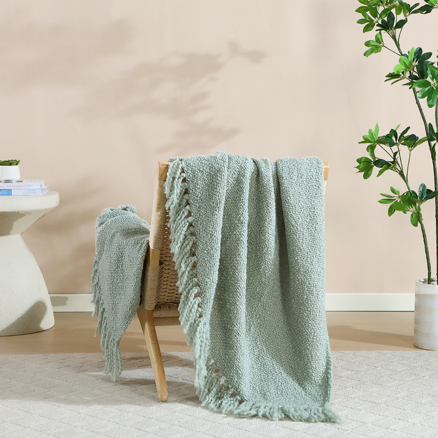 slide 3 of 5, Eden Home Winnie Fringe Knit Throw, 50x70, 1 ct