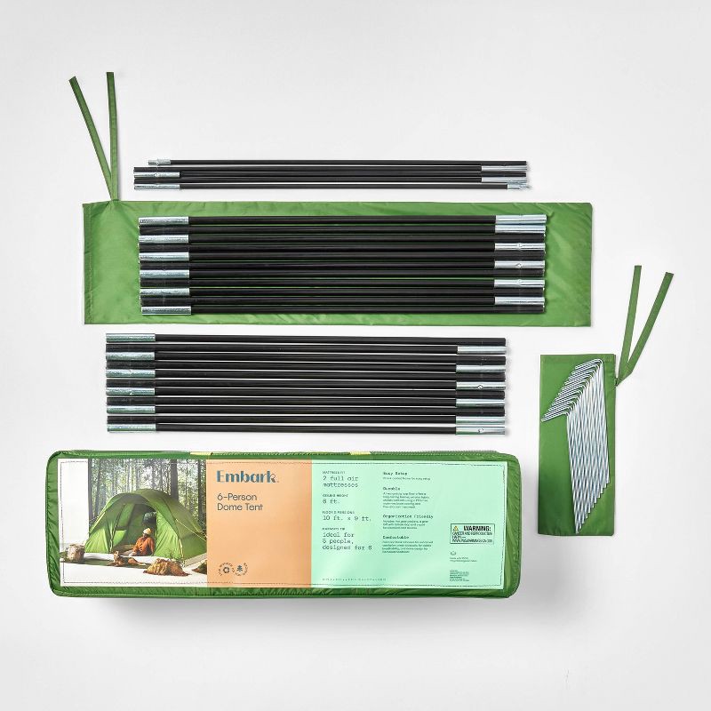 slide 5 of 5, 6 Person Dome Family Tent Green - Embark™, 1 ct