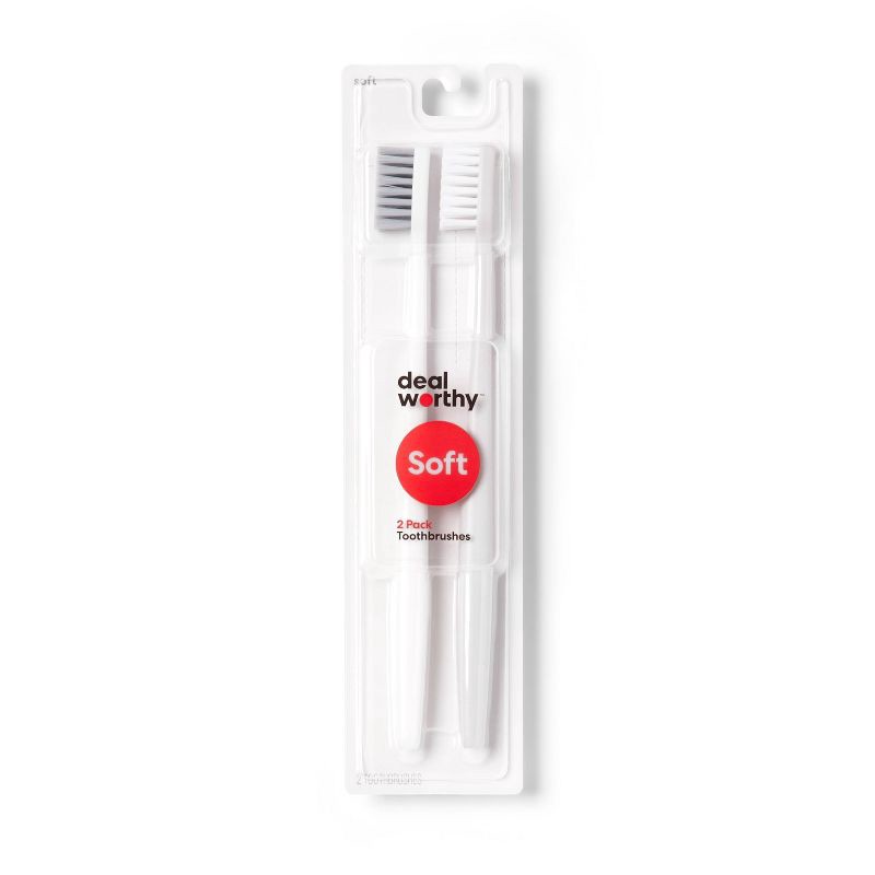 slide 1 of 3, Basic Manual Toothbrush Soft - 2ct - Dealworthy™, 2 ct