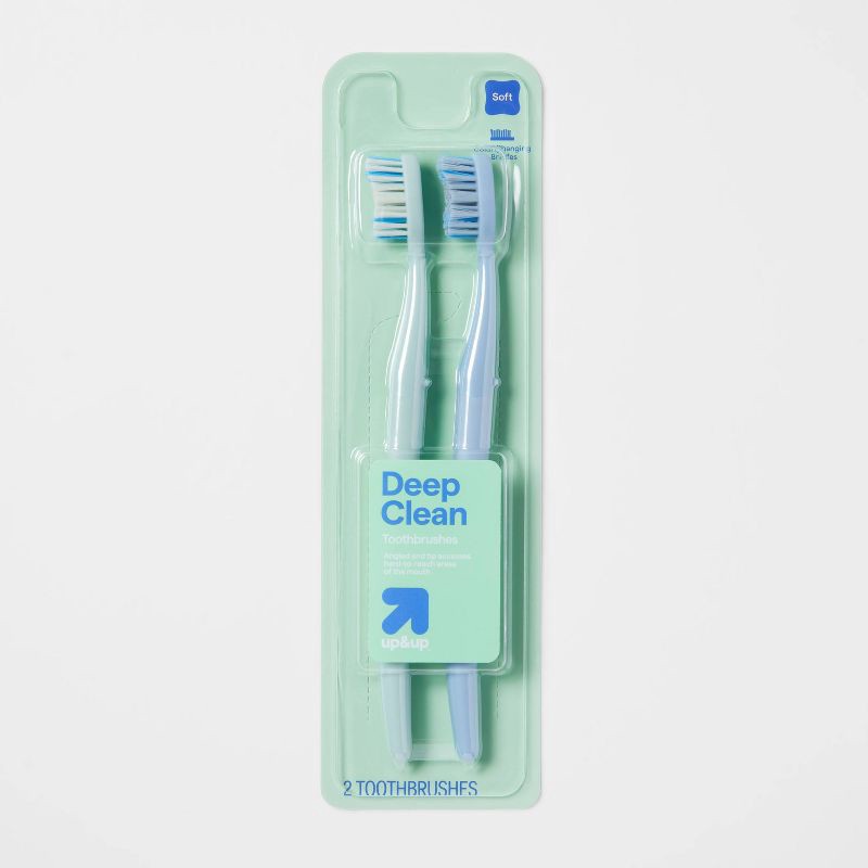 slide 1 of 4, Deep Clean Advanced Care Toothbrush - Soft - 2ct - up&up™, 2 ct