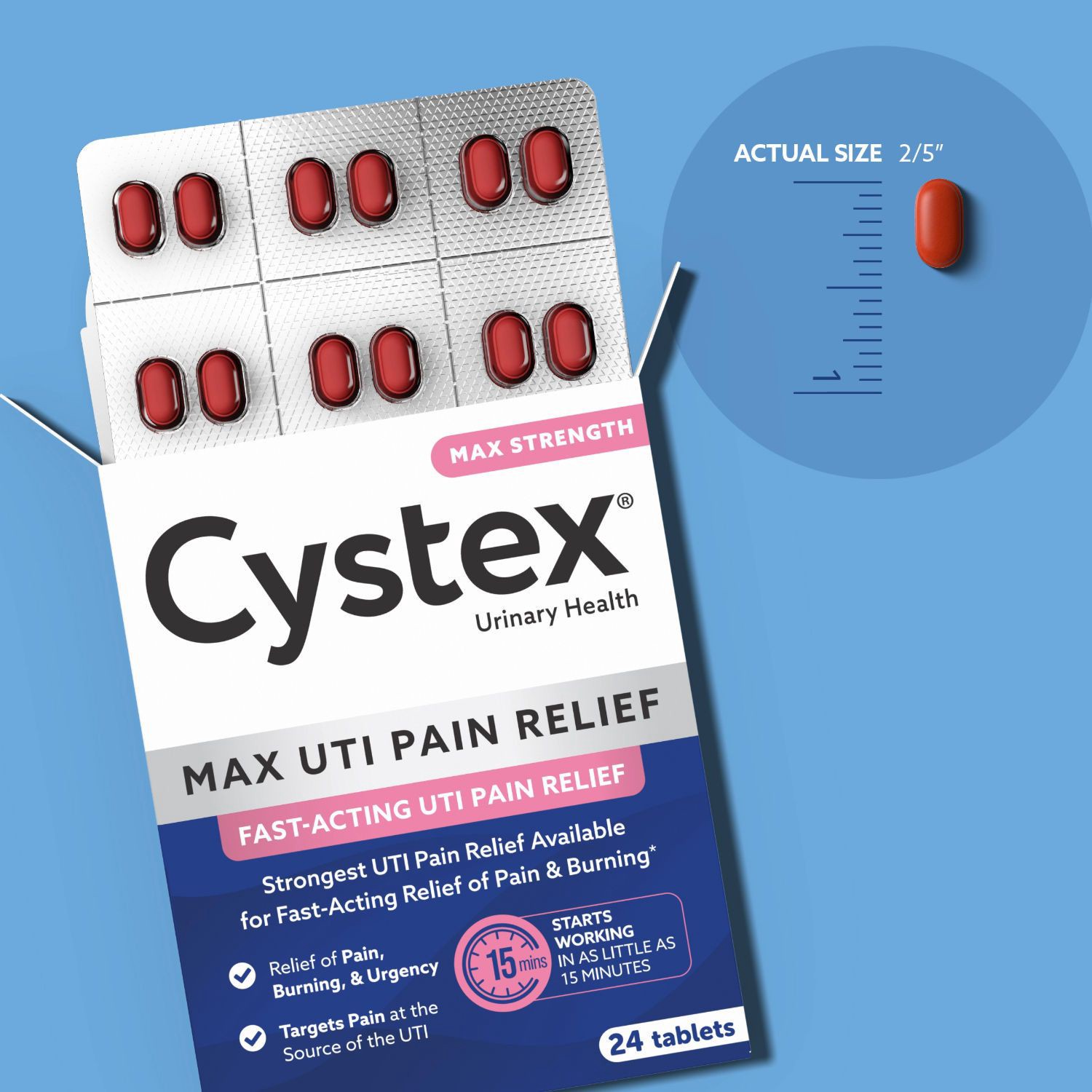 slide 4 of 8, Cystex Uti Pain Relief, Max Strength, 24 ct