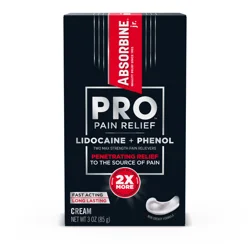 Absorbine Pro Two Max Strength Lidocaine + Phenol Cream Deep Penetrating Pain Relief 3 oz