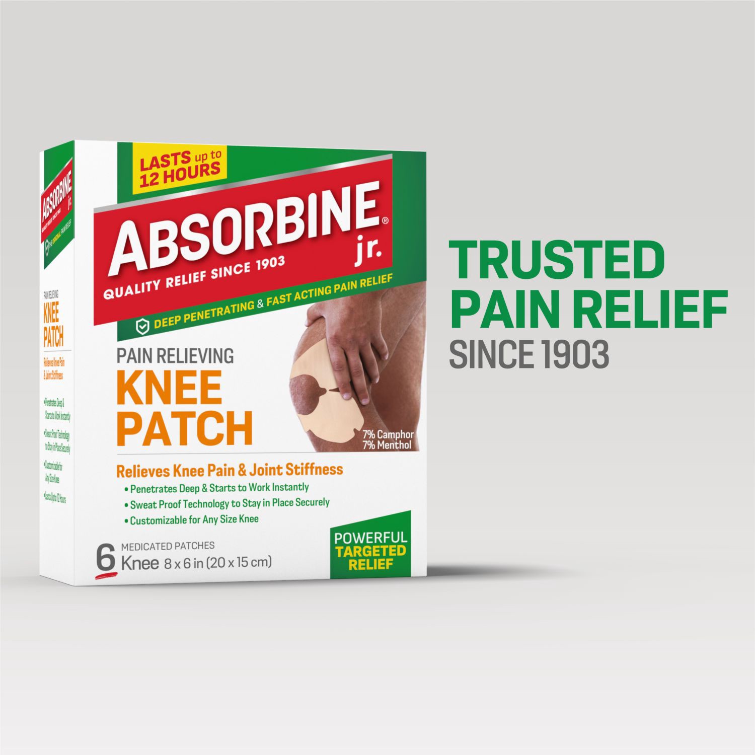 slide 4 of 6, Absorbine Jr. Pain Relief Knee Patch, 6 Ct, 6 ct
