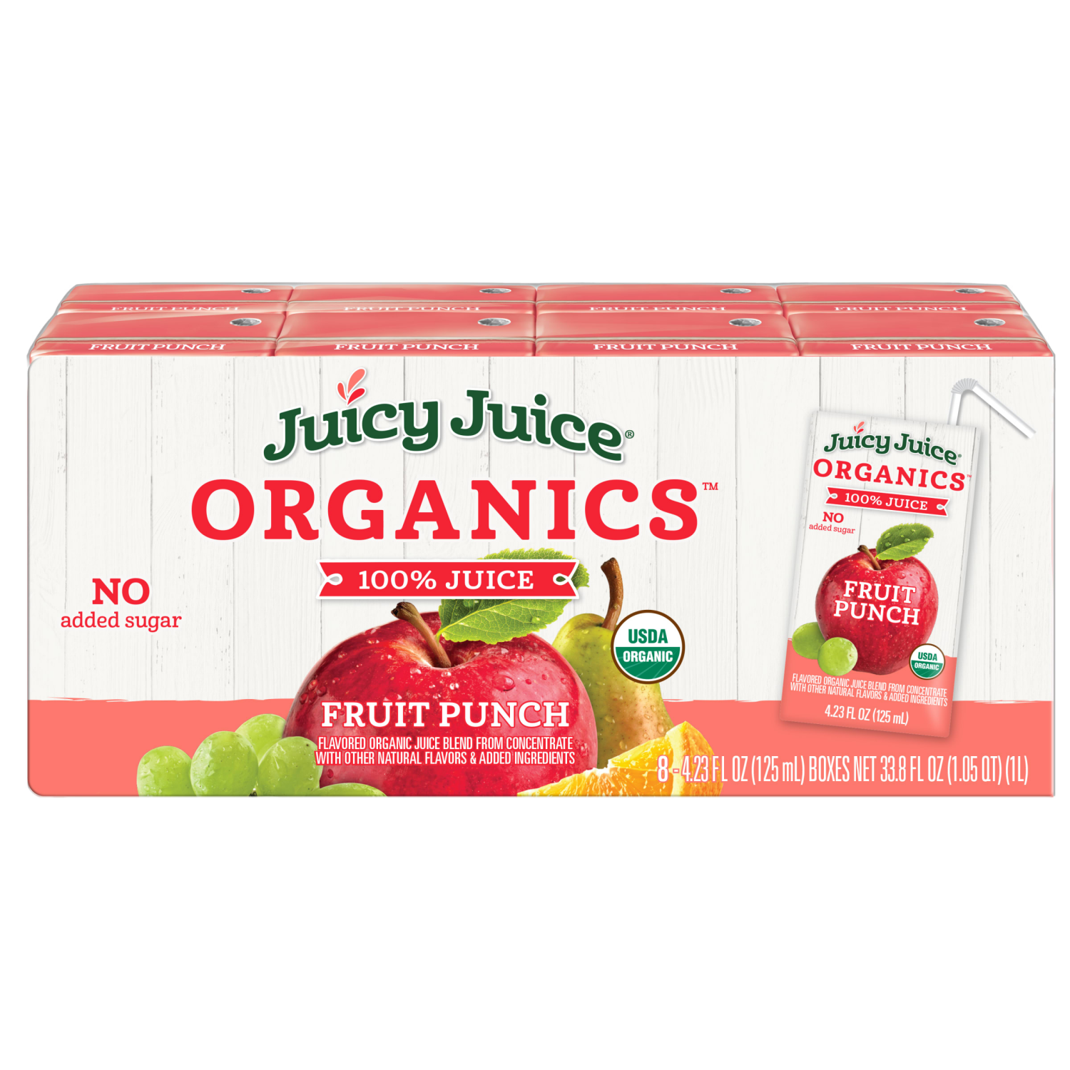 slide 1 of 4, Juicy Juice Organics Fruit Punch - 8 ct; 4.23 oz, 8 ct; 4.23 oz