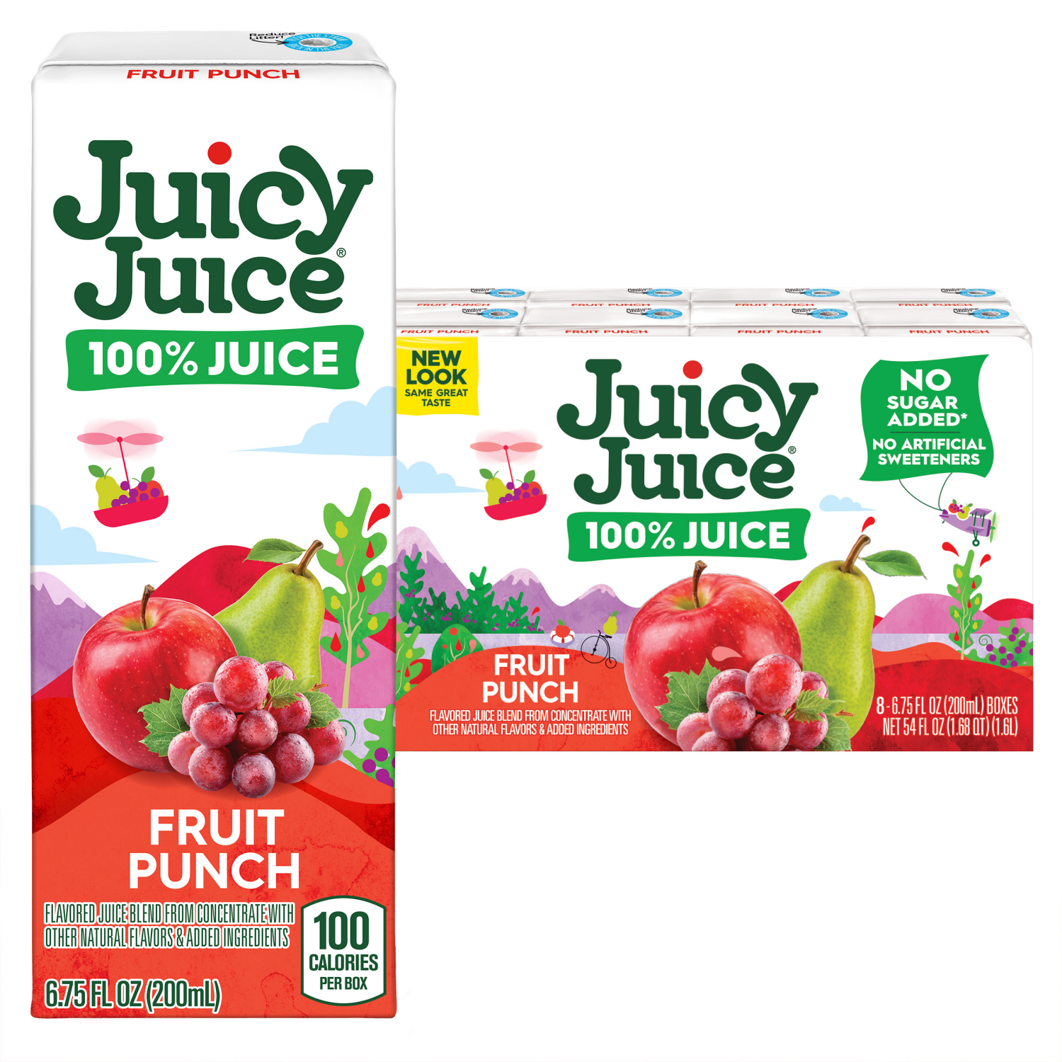 slide 1 of 5, Juicy Juice 100% Juice, Fruit Punch, 8 Count, 6.75 Fl Oz Juice Boxes, 8 ct