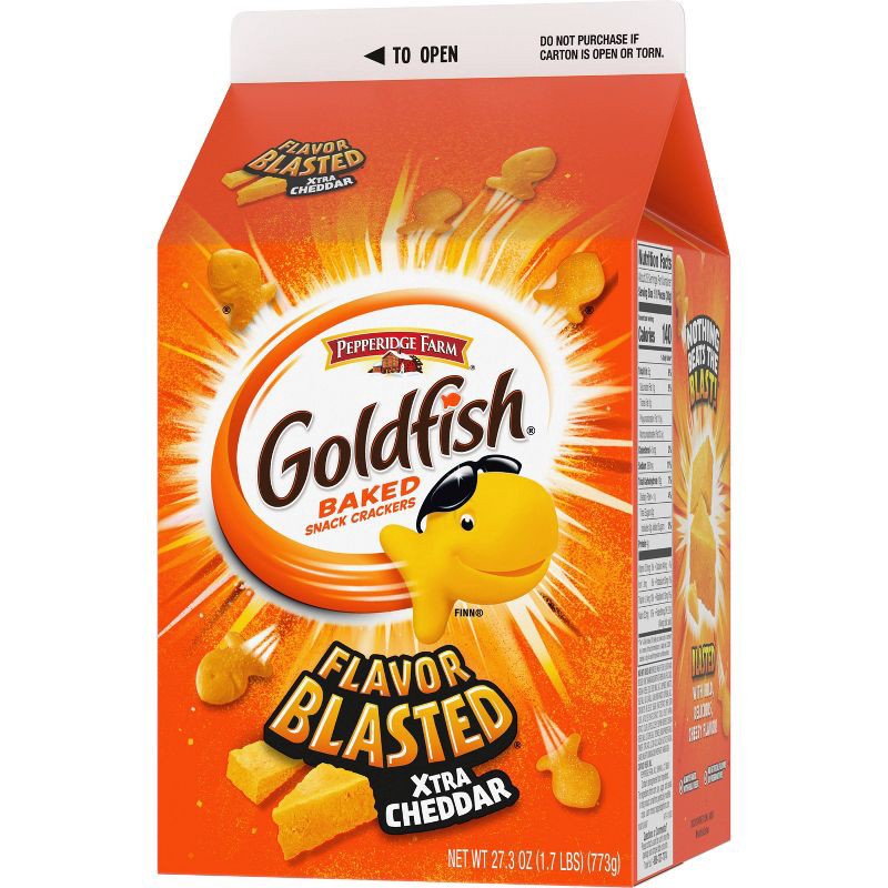 slide 8 of 8, Goldfish Flavor Blasted Xtra Cheddar Cheese Crackers Carton - 27.3oz, 27.3 oz
