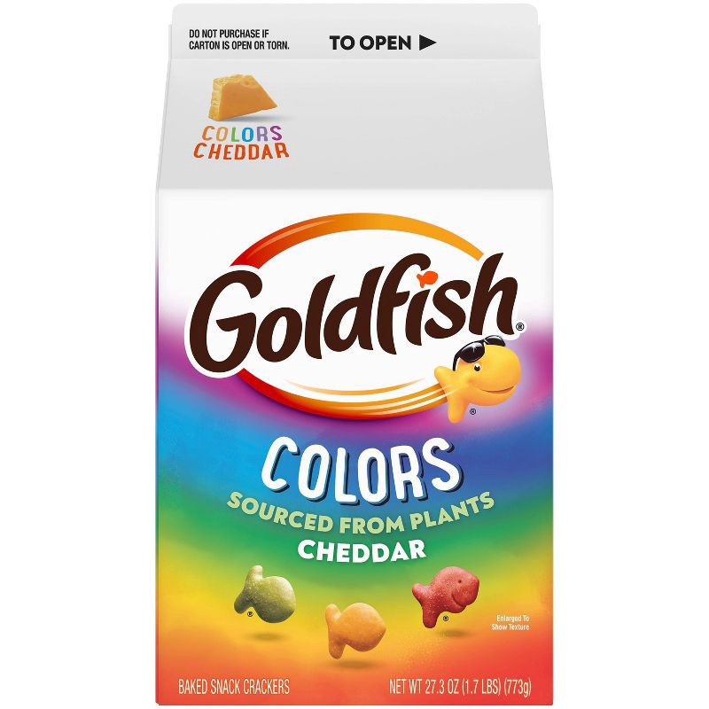 slide 2 of 9, Goldfish Colors Cheddar Cheese Crackers Carton - 27.3oz, 27.3 oz
