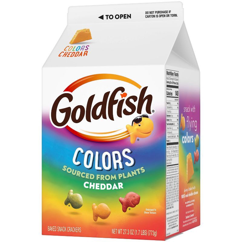 slide 5 of 9, Goldfish Colors Cheddar Cheese Crackers Carton - 27.3oz, 27.3 oz