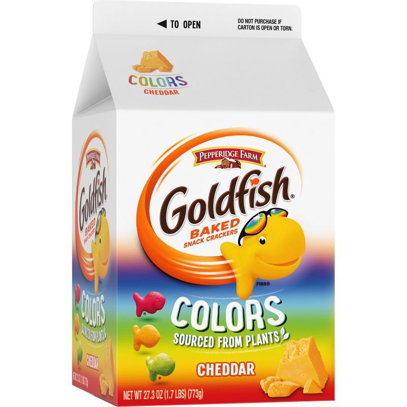 slide 8 of 9, Goldfish Colors Cheddar Cheese Crackers Carton - 27.3oz, 27.3 oz