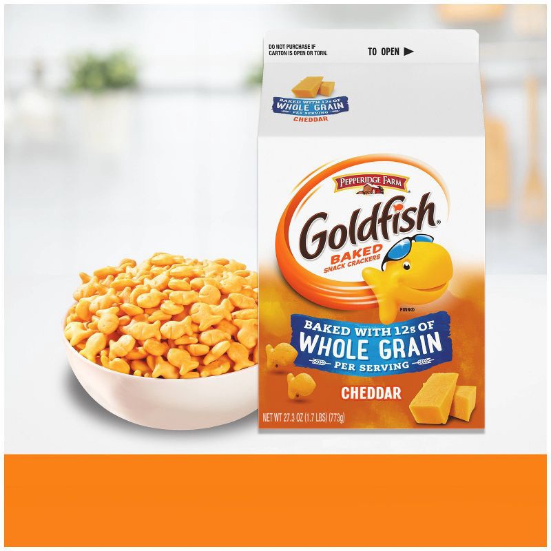 slide 2 of 10, Goldfish Cheddar Cheese Crackers Baked with Whole Grain Carton - 27.3oz, 27.3 oz
