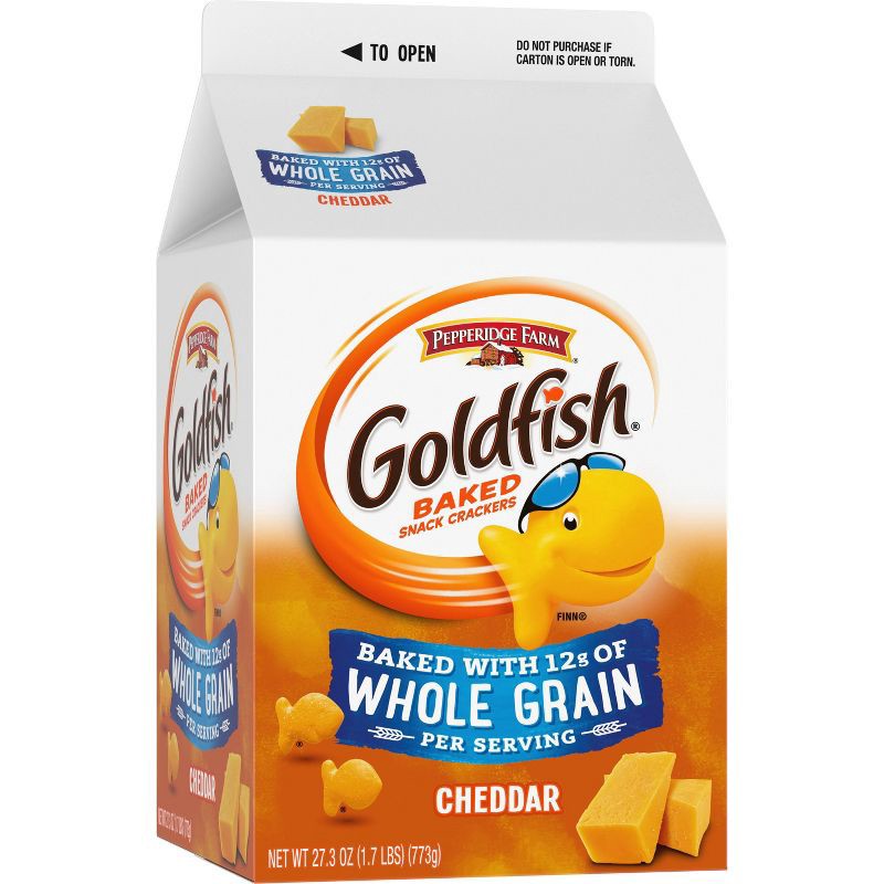 slide 3 of 10, Goldfish Cheddar Cheese Crackers Baked with Whole Grain Carton - 27.3oz, 27.3 oz