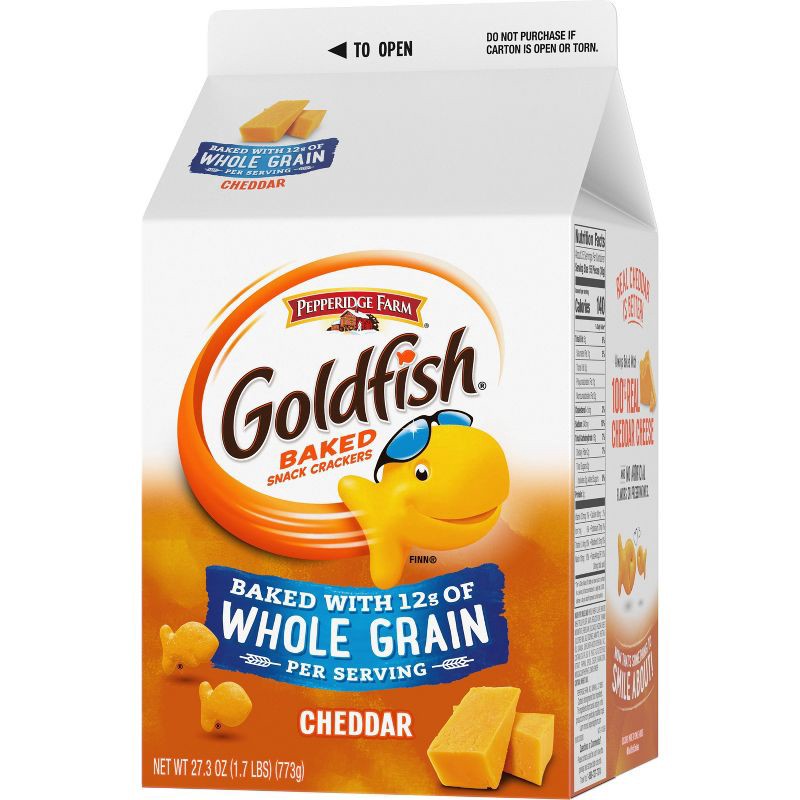 slide 4 of 10, Goldfish Cheddar Cheese Crackers Baked with Whole Grain Carton - 27.3oz, 27.3 oz