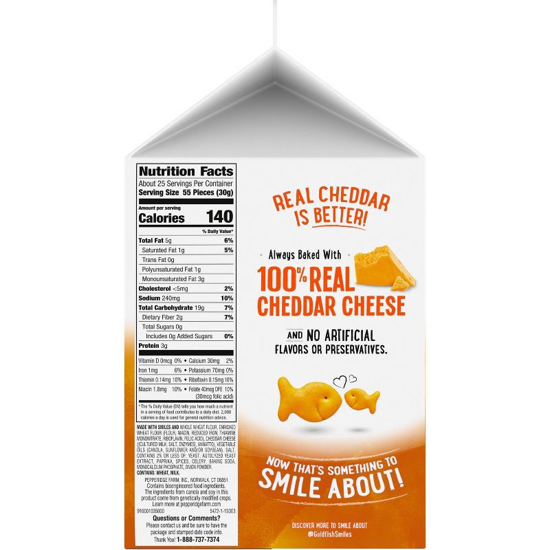 slide 5 of 10, Goldfish Cheddar Cheese Crackers Baked with Whole Grain Carton - 27.3oz, 27.3 oz