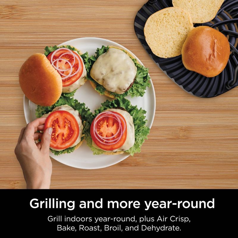 slide 4 of 10, Ninja Foodi 6-in-1 Indoor Grill with Air Fry, Roast EG201 Black/Silver: Smokeless, Cool Touch, Digital Display, Dishwasher-Safe, Recipes Included, 1 ct