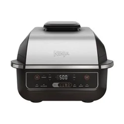 Ninja Foodi 6-in-1 Indoor Grill with Air Fry, Roast EG201 Black/Silver: Smokeless, Cool Touch, Digital Display, Dishwasher-Safe, Recipes Included