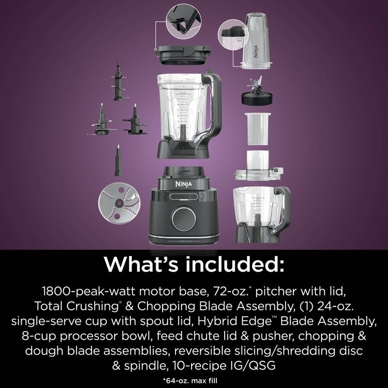 slide 17 of 17, Ninja Detect Power Kitchen System Pro with BlendSense Technology - TB401: 1200W Blender & Food Processor, 72oz Capacity, 72 oz
