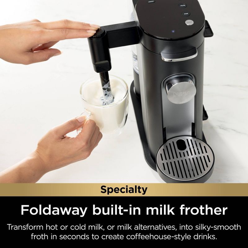 slide 4 of 9, Ninja Single-Serve Pods & Grounds Coffee Maker with Integrated Milk Frother Black : Iced Coffee System, 1 ct