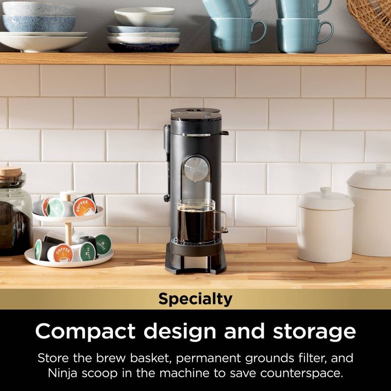 slide 5 of 9, Ninja Single-Serve Pods & Grounds Coffee Maker with Integrated Milk Frother Black : Iced Coffee System, 1 ct