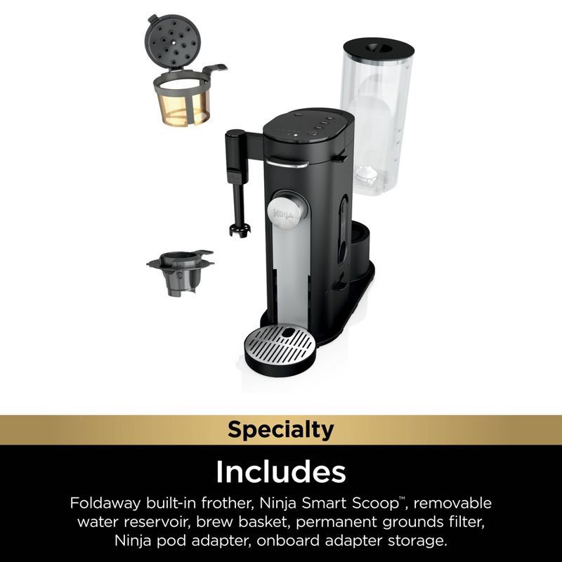 slide 9 of 9, Ninja Single-Serve Pods & Grounds Coffee Maker with Integrated Milk Frother Black : Iced Coffee System, 1 ct