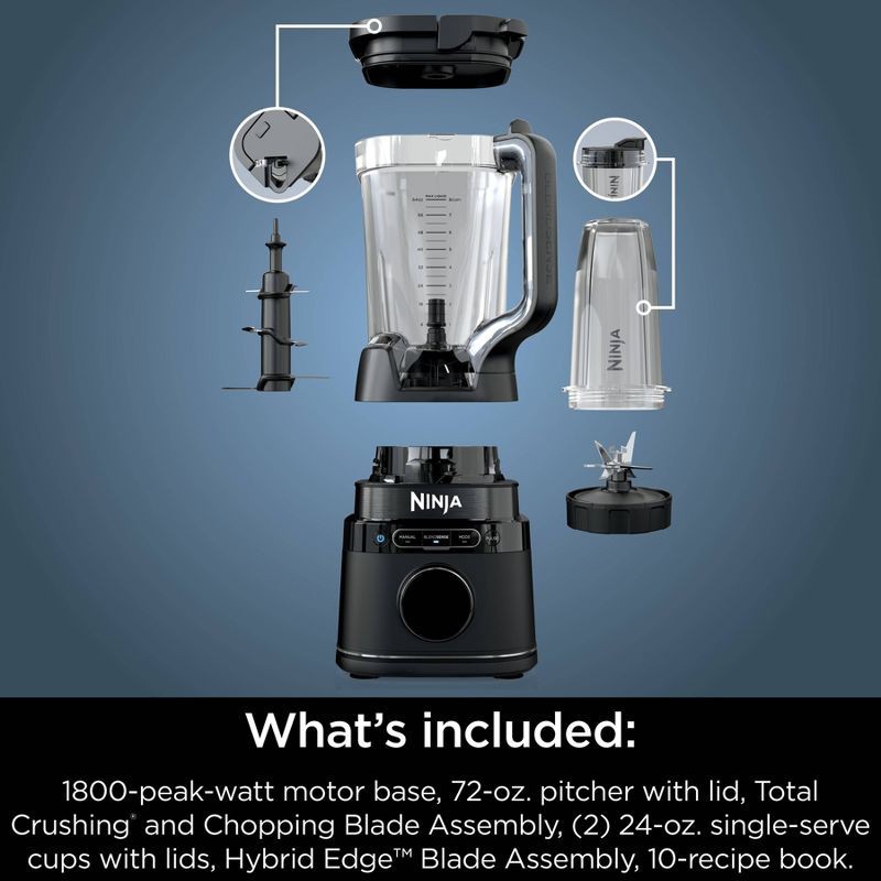 slide 14 of 14, Ninja Detect Power Blender Pro + Personal Single-Serve, BlendSense Technology, 1800PW, Pitcher, To-Go Cups - TB301, 1 ct