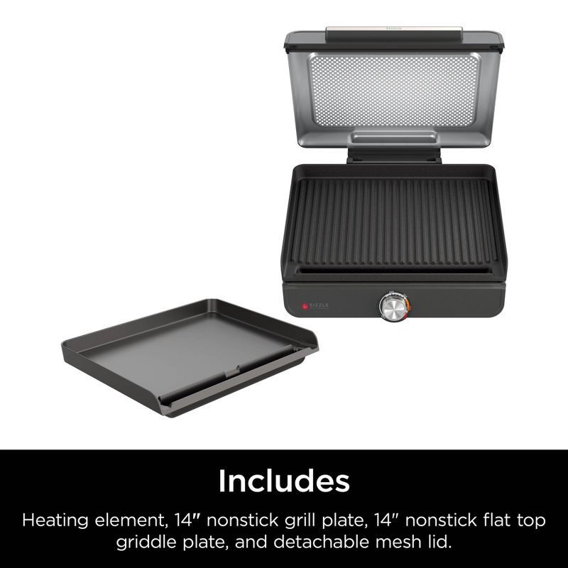 slide 9 of 10, Ninja Sizzle Indoor Grill & Griddle with Interchangeable Plates Gray, 1 ct