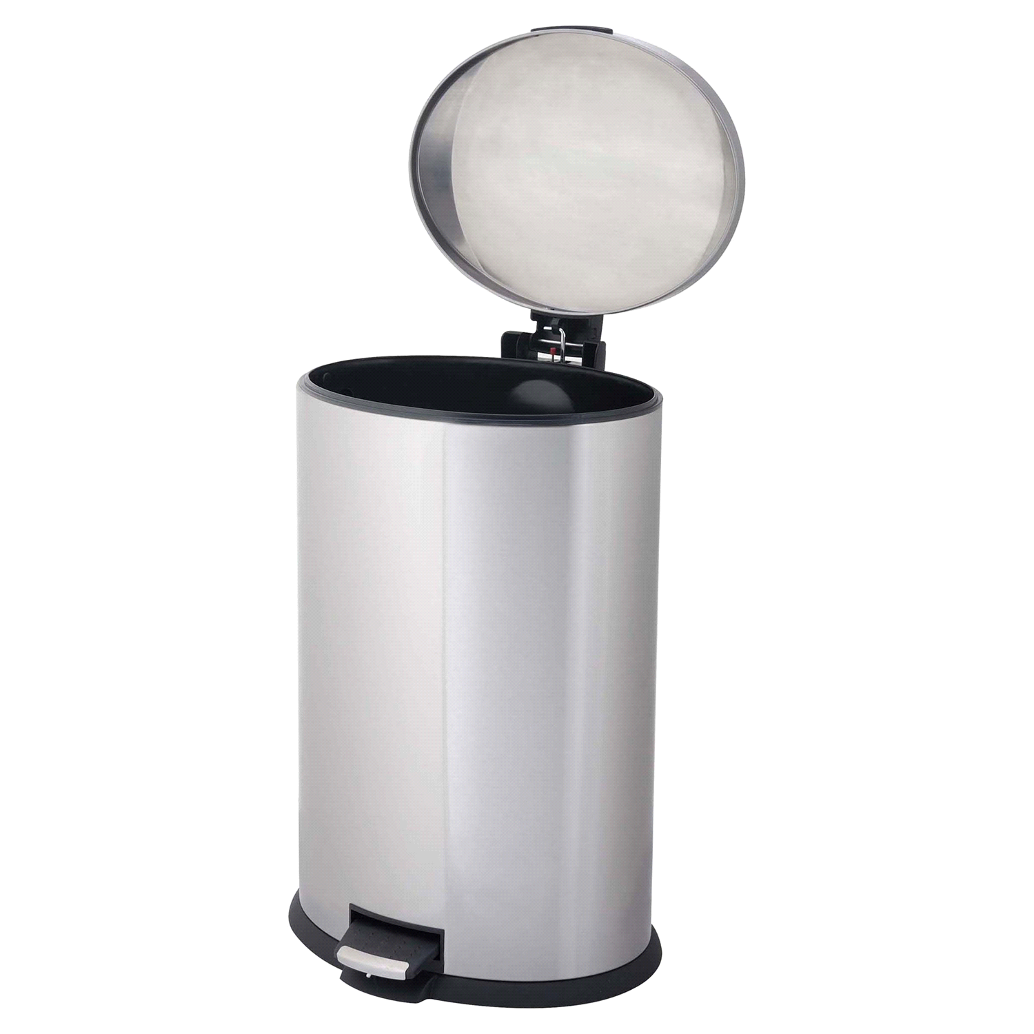 slide 3 of 3, Test Rite Oval Trash Bin W/pedal Stainless Steel, 40 liter