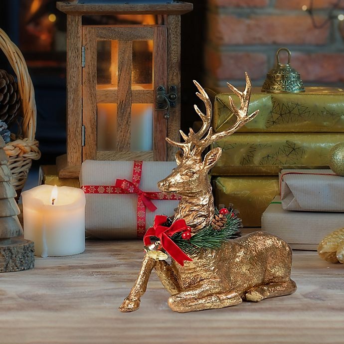 slide 2 of 2, Winter Wonderland Decorative Sitting Reindeer - Gold, 1 ct