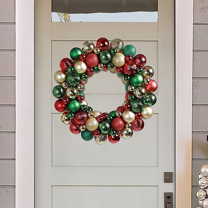 slide 2 of 2, Winter Wonderland Holiday Wreath - Red/Green/Gold, 18 in