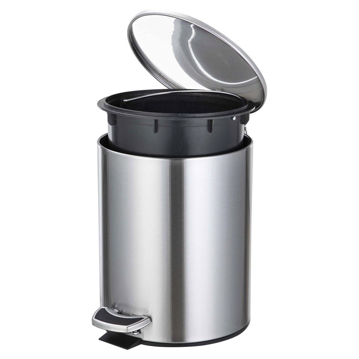 slide 2 of 2, Home Zone Round Stainless Steel Trash Bin, 4.5 liter