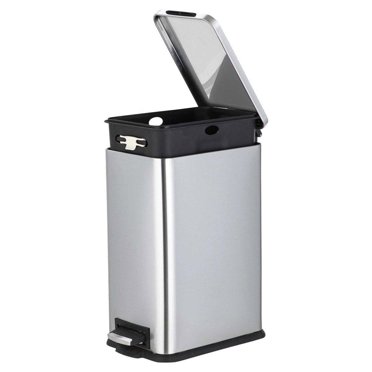 slide 2 of 2, Home Zone Narrow Rectangle Stainless Steel Trash Bin, 16.7 liter